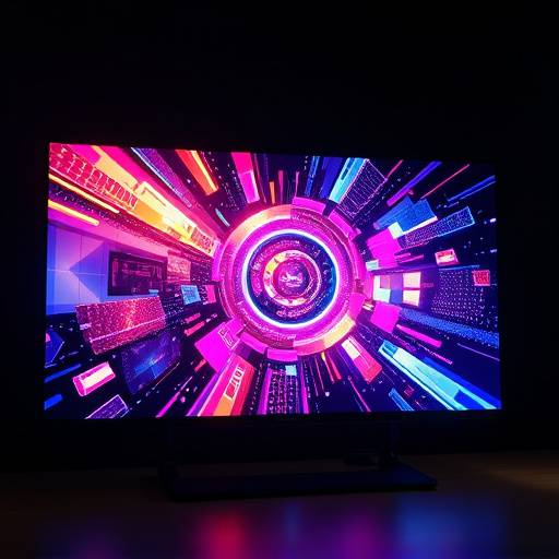 Computer screen showing a complex motion graphics animation in progress