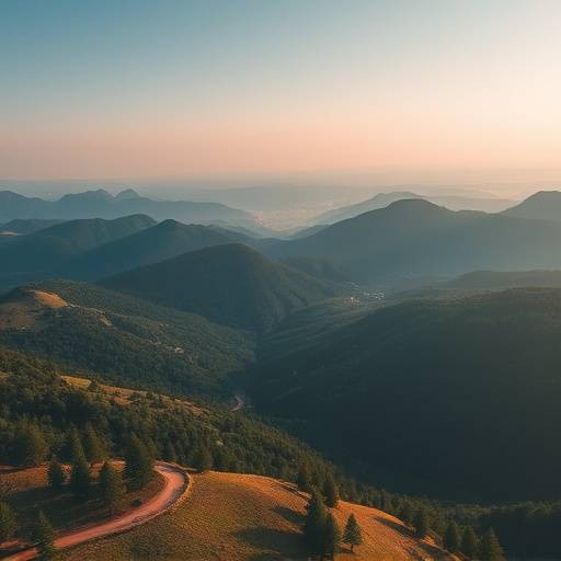 Drone flying over a scenic landscape capturing aerial footage
